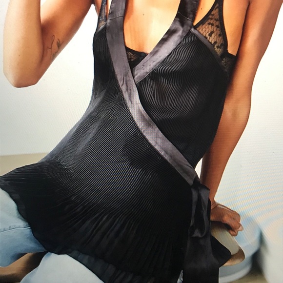 Free People XS Lana Wrap Top Black Sheer/unlined - Picture 15 of 16